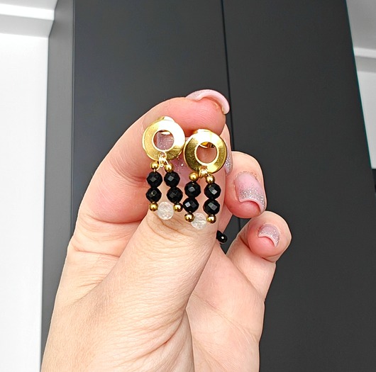 kolczyki z kamieniami Kolczyki okragłe turmalin i cytryn