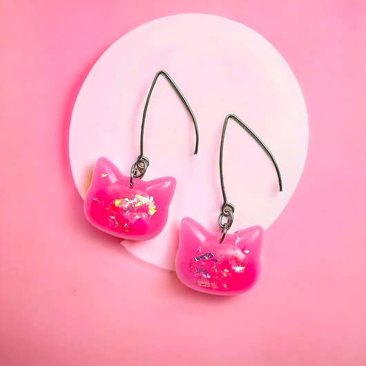 kolczyki z żywicy BARBIE : kotki : UNIKATOWE kolczyki z żywicy