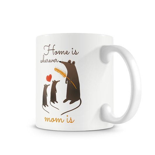 kubek. home is wherewer mom is. myszki Love Life and Forest
