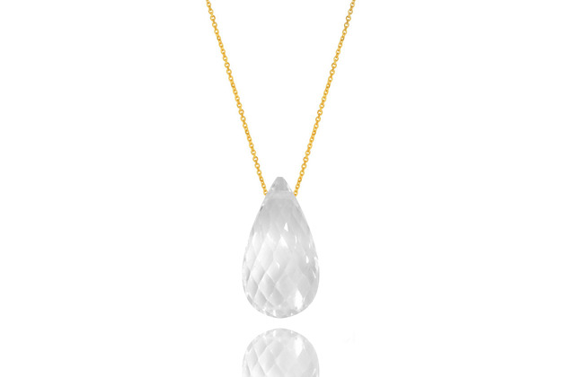 Colare Kryształ Górski Kropla złoto 585 Brazi Druse Jewelry