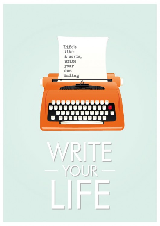 plakaty Write your life - retro plakat - grafika