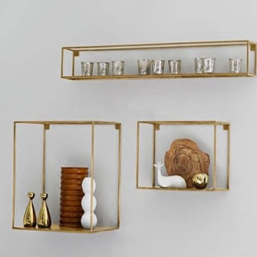 Półka ścienna Cube Gold 16x60x16 cm,  Home Design