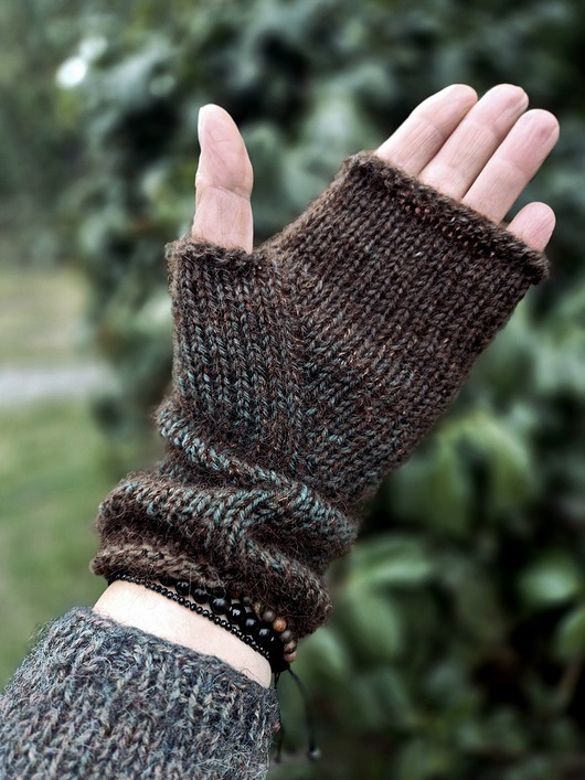 rękawiczki damskie W głębi lasu / mitenki z kaszmirem