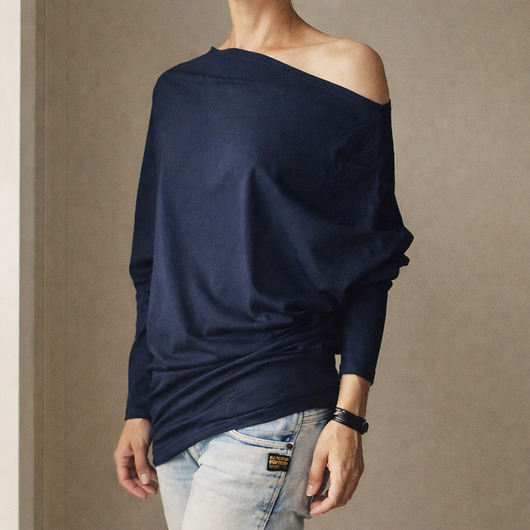 swetry damskie Bluzka trapez granat