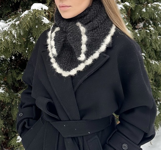 szale damskie Mira szal chusta z baby alpaki z ozdobną ramką alpaka & merino  handmade