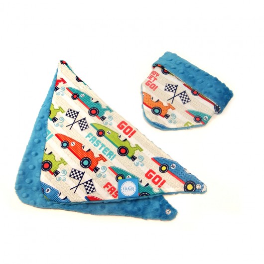  APASZKA DWUSTRONNA z minky SAMOCHODY/TURKUS GuGa DESIGN