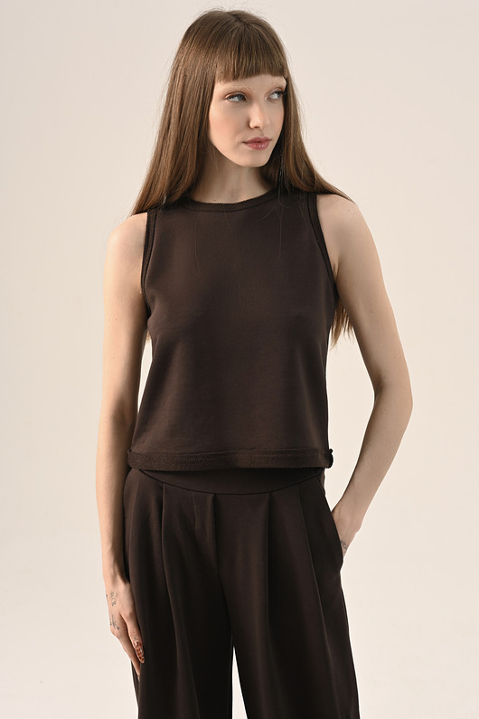 topy damskie Koszulka brązowa