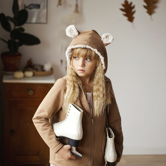 bluzki dla dziewczynki Bluza z uszami miś brąz