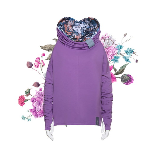 bluza z kapturem damska Nublouse - Bluza z kominem Fioletowa