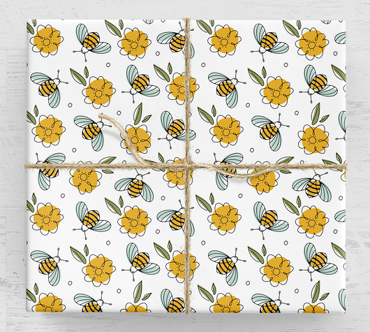 grafiki i ilustracje Papier pakowy bee positive biały 1 arkusz