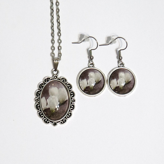 komplet biżuterii Naszyjnik i kolczyki - komplet - Magnolia, owal