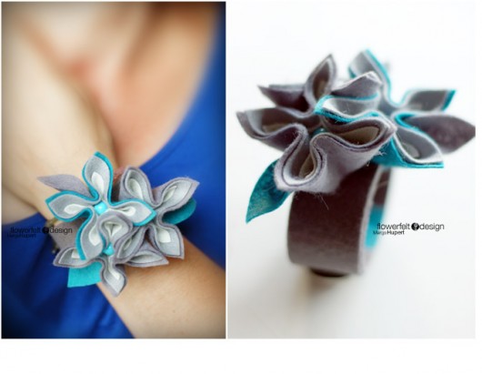 szarości z turkusem FlowerFelt Design