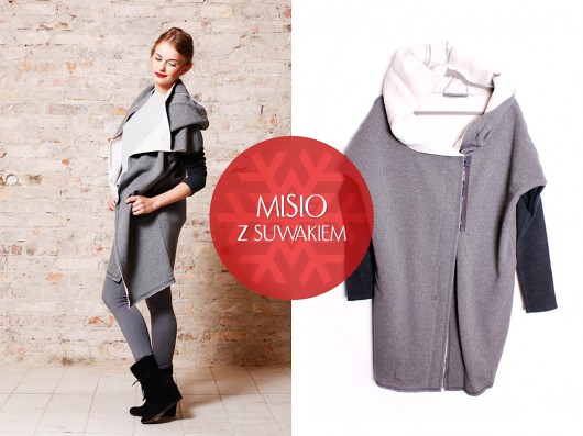 Plaszczo- bluza z ogromnym kapturem z suwakiem Nubee