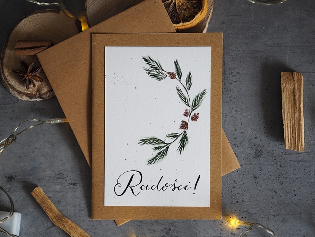 kartki świąteczne Kartka świąteczna handmade Radości! Modrzew