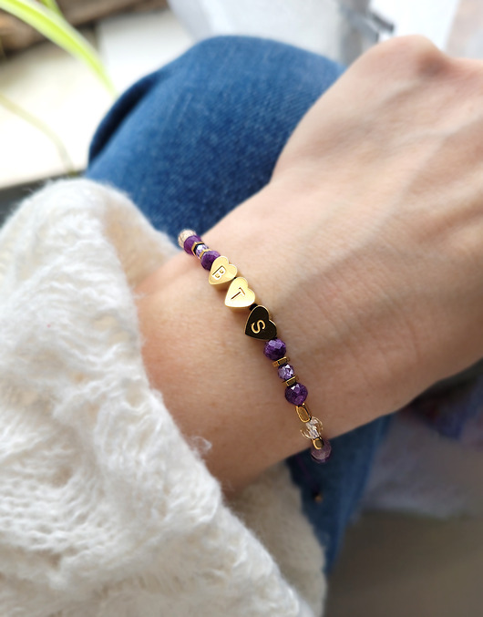 bransoletki z kamieni naturalnych BTS- Army- spełnij marzenia-- I purple you-  dla fanek kpop