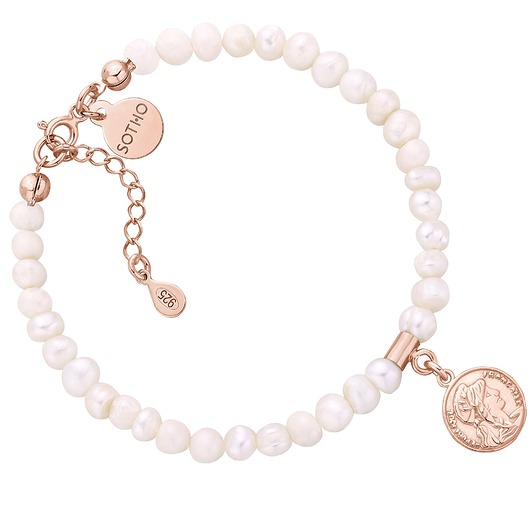 bransoletki złote Bransoletka z pereł naturalnych z monetą z różowego złota