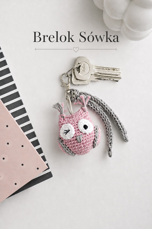 breloki Brelok/zawieszka - różowa sówka