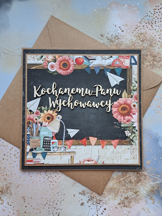 kartki scrapbooking Kartka dla wychowawcy z okazji zakończenia edukacji