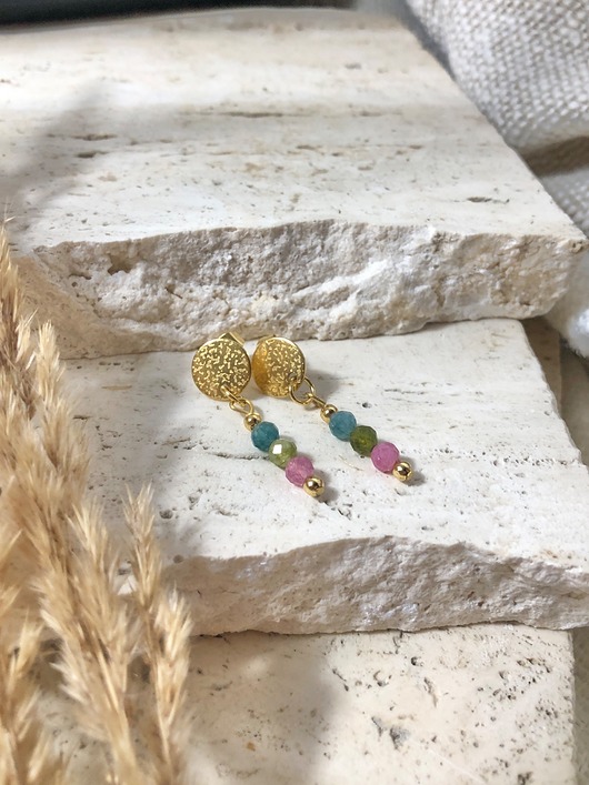 kolczyki z kamieniami Kolczyki agat trio