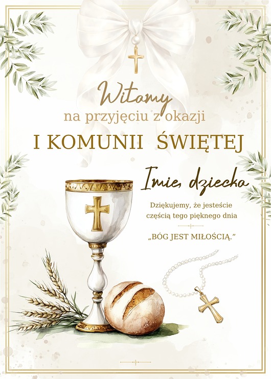 komunia - pozostałe Plakat powitalny Pierwsza Komunia Święta Personalizowany  P949