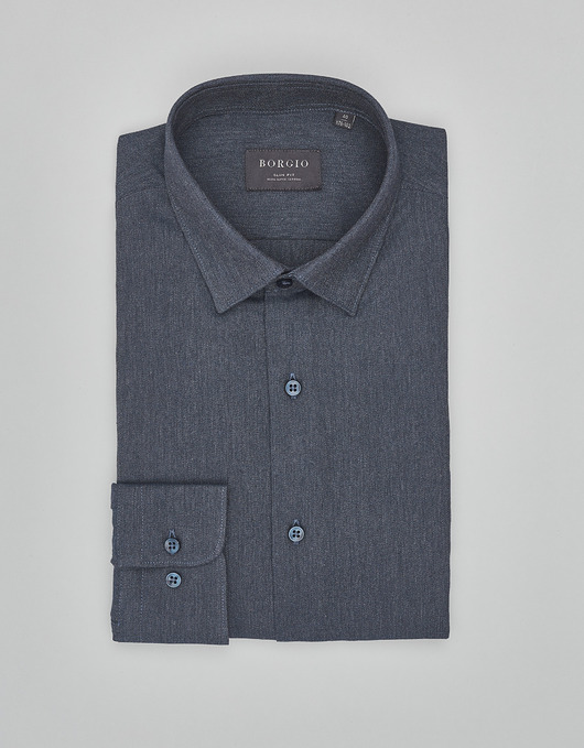 koszule męskie Koszula flero 00621 długi rękaw granatowy slim fit