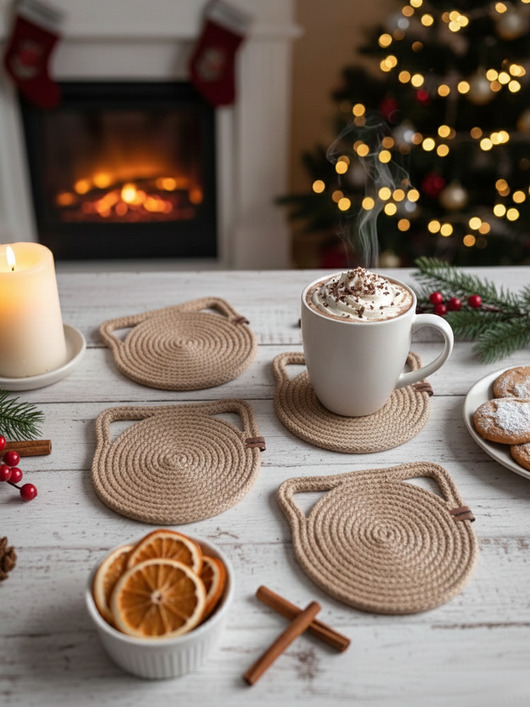 podkładki do kuchni Zestaw podkładek ze sznurka koty rękodzieło na prezent Ps27