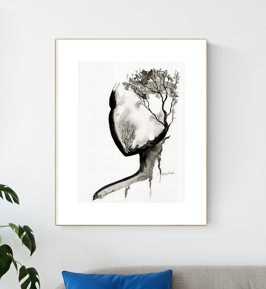 grafika 30 x 40 cm wykonana ręcznie, abstrakcja, Krystyna Siwek Art