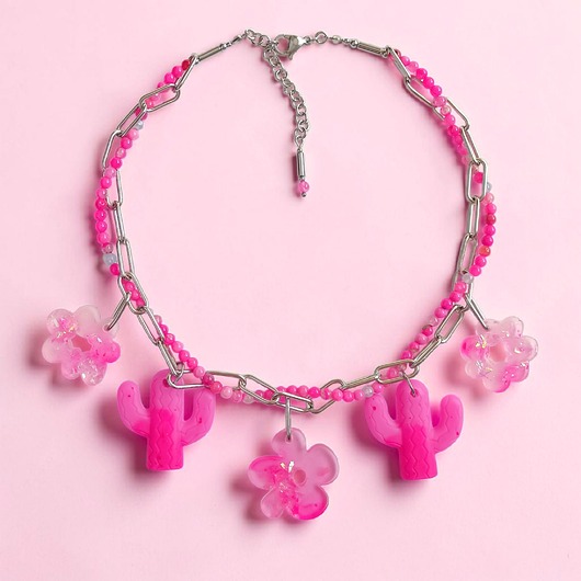 kolie UNIKATOWY naszyjnik : żywica, kamienie naturalne : BARBIE collection