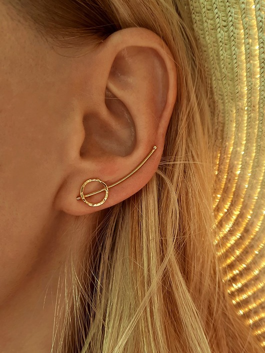 nausznice Komplet kolczyk- nausznica Koło Gold pozłacane srebro lewe ucho