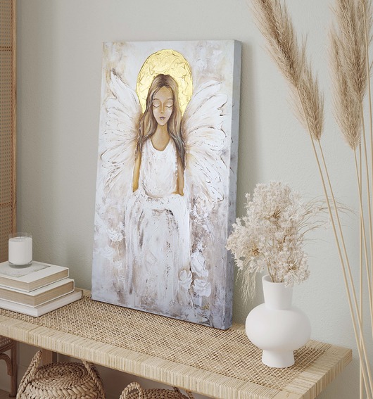 obrazy Anioł na płótnie, ręcznie malowany 40x60 cm Pamiątka Komunii