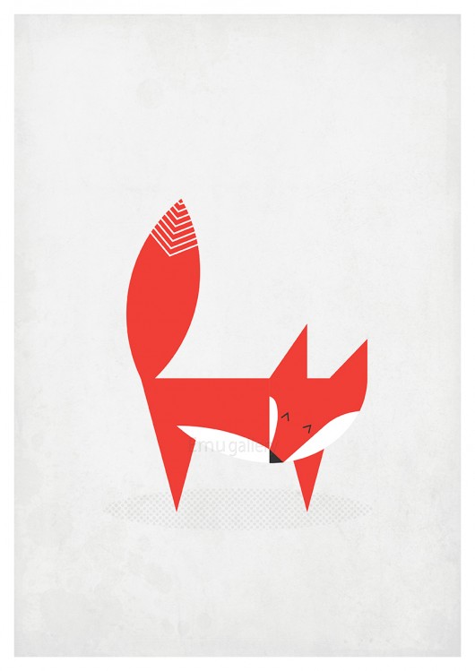 Plakat skandynawski A2, minimalizm, czerwony lis Galeria EMU