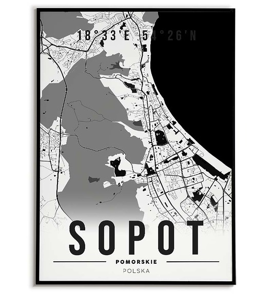 plakaty Plakat miasto POLSKA - SOPOT 3 obraz MAPA