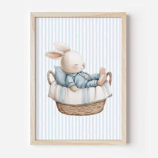 obrazy i plakaty do pokoju dziecięcego Plakat Na Ścianę Dla Chłopca Niebieskie króliczki nr. 14