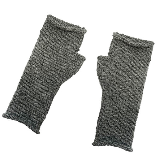 rękawiczki damskie Delikatne mitenki z baby alpaki jasno szare