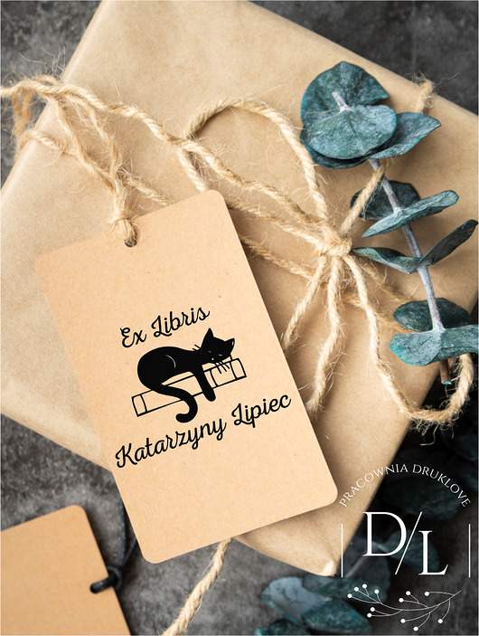 Stempel ex libris personalizowany Kot 8 DrukLove