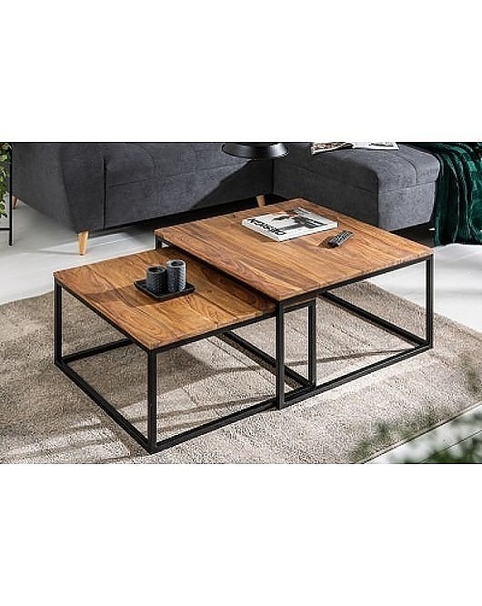 stoliki kawowe Stolik Kawowy 2 szt. Stolik Drewno Metal Bari