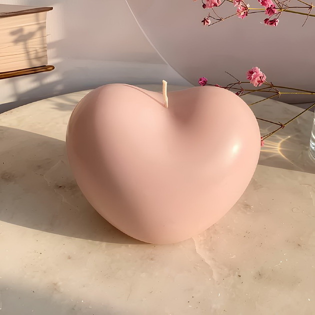 świeczniki i świece Świeca ekologiczna sojowa dekoracyjna "Sweet Heart" 60x80mm różowa