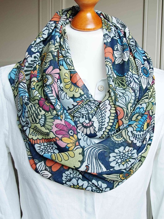szale damskie Kolorowy komin w KWIATY wiosenny komin szal damski