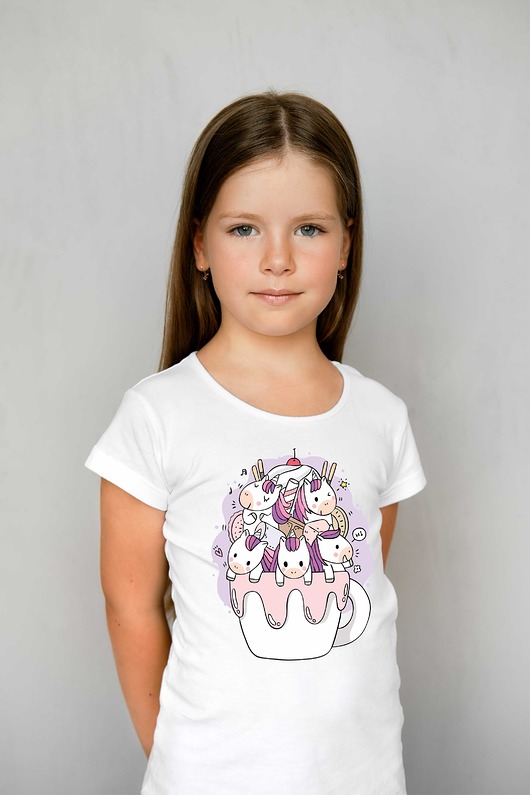 t-shirty dla dziewczynki Koszulka dziecięca z nadrukiem Cup  of unicorns