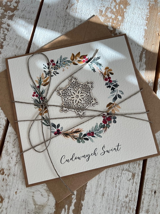 kartki świąteczne Wyjątkowa ręcznie robiona kartka świąteczna na Boże Narodzenie