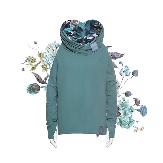 bluza z kapturem damska Nublouse - Bluza z kominem Szałwiowa