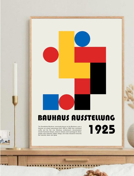 grafiki i ilustracje PLAKAT  retro Bauhaus kolorowa abstrakcja