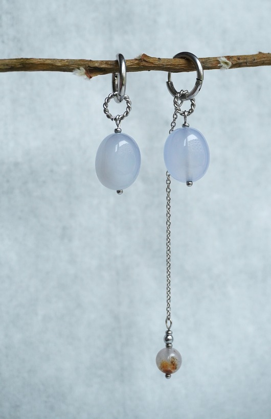 kolczyki z kamieniami Kolczyki Chalcedon