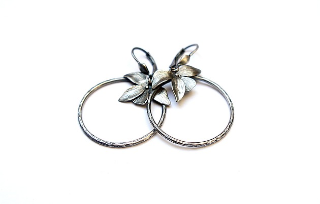 kolczyki wire wrapping Orchid  circle vol. 2 - kolczyki
