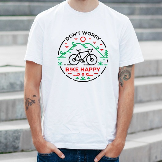 t-shirty męskie Koszulka  z nadrukiem Don't worry bike happy