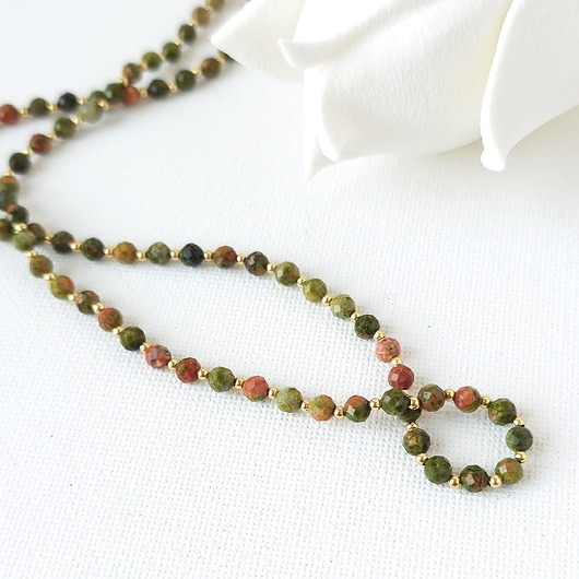 korale Naszyjnik z kamieni naturalnych: jaspis unakit