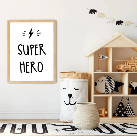 PLAKAT DO POKOJU DZIECKA dla chłopca SUPER HERO black dot studio