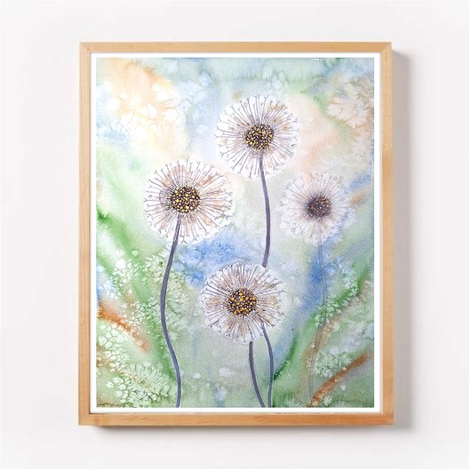 obrazy Oryginalna akwarela. Dmuchawce 30x40cm