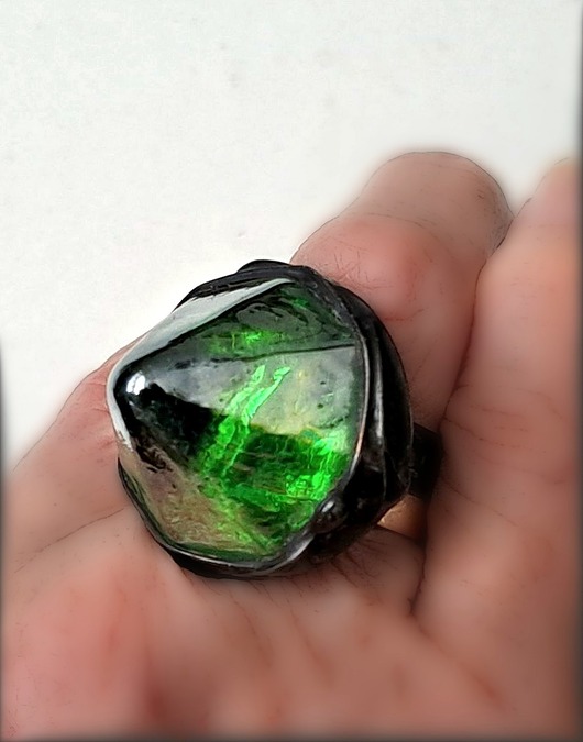 pierścionki - różne Zielony pierścień Magiczny. Zieleń to kolor nadziei Szklany handmade