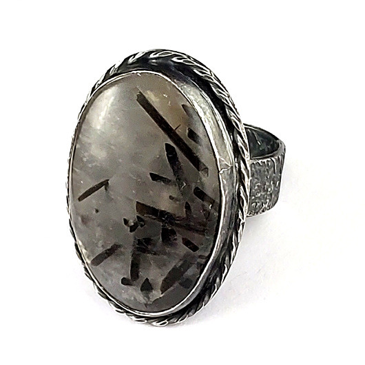 pierścionki srebrne Kwarc turmalinowy